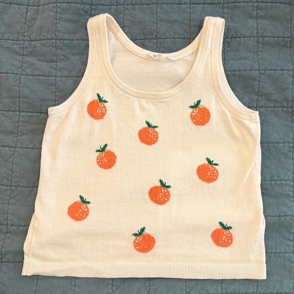 Loft Lou & Grey White Knit Tank Top with Orange Print S - Picture 4 of 5